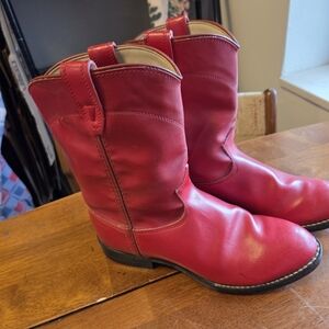 Vintage Bronco Red Faux Leather Roper Boots - Women’s Size 8 - Made in USA